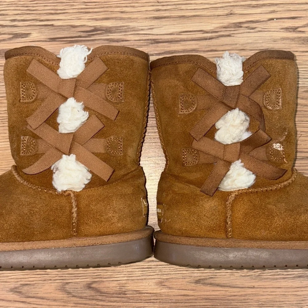 Warm Tan Koolaburra Kids Boots with Bow Accents